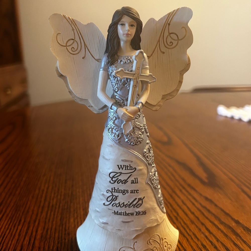 Elements Faith Angel Figurine Holding Cross